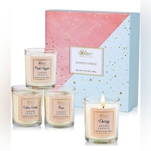 Scented Candles Gift Set, Aromatherapy, 4x3.5oz Long Lasting, 100% Natural Soy